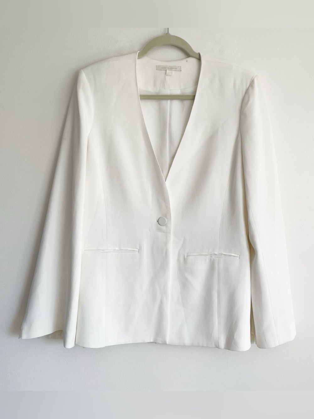 Jonathan Simkhai Lace Godet White Blazer bridal designer quiet luxury jacket 12